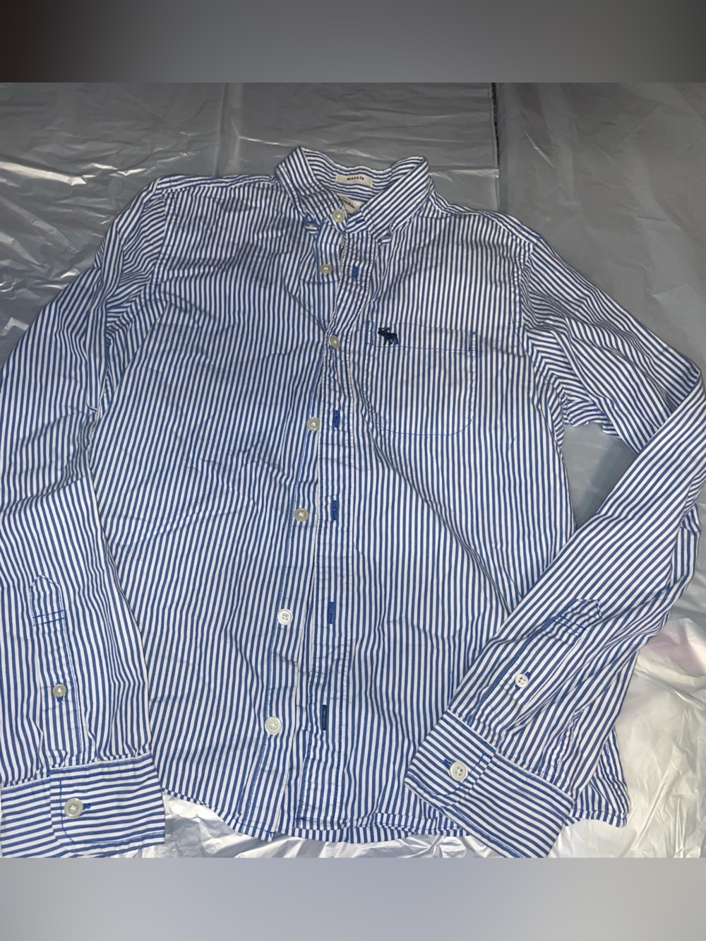 Abercrombie Fitch Shirt Boys Muscle XL Striped Muscle Long Sleeve Button Down